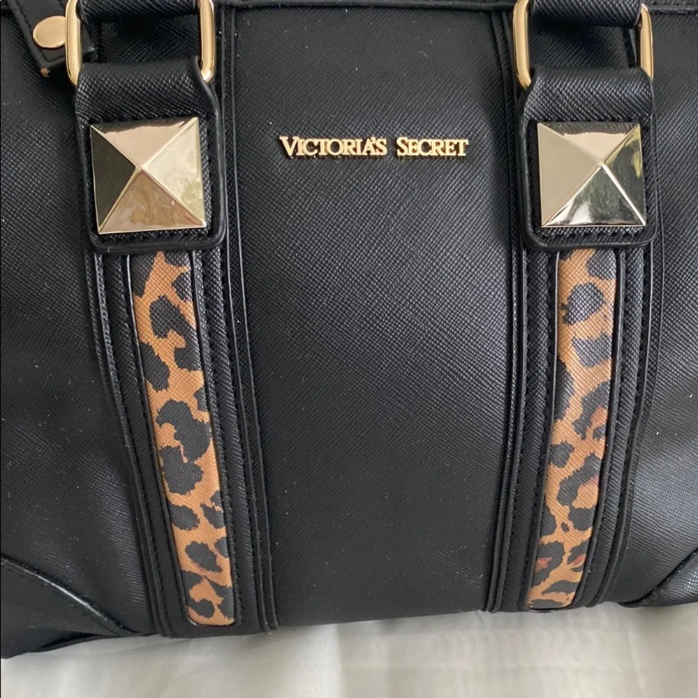 Victoria's Secret Black and Brown Structured Satchel